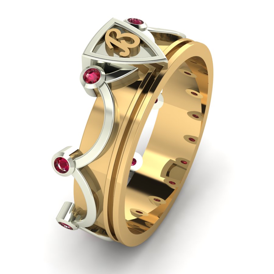 Перстень из красного+белого золота  с рубином (модель 02-1437.0.4140) - 4