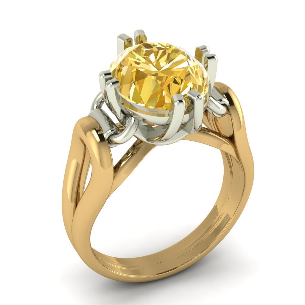 Перстень из красного+белого золота  с топазом Лондон (модель 02-2670.0.4224)